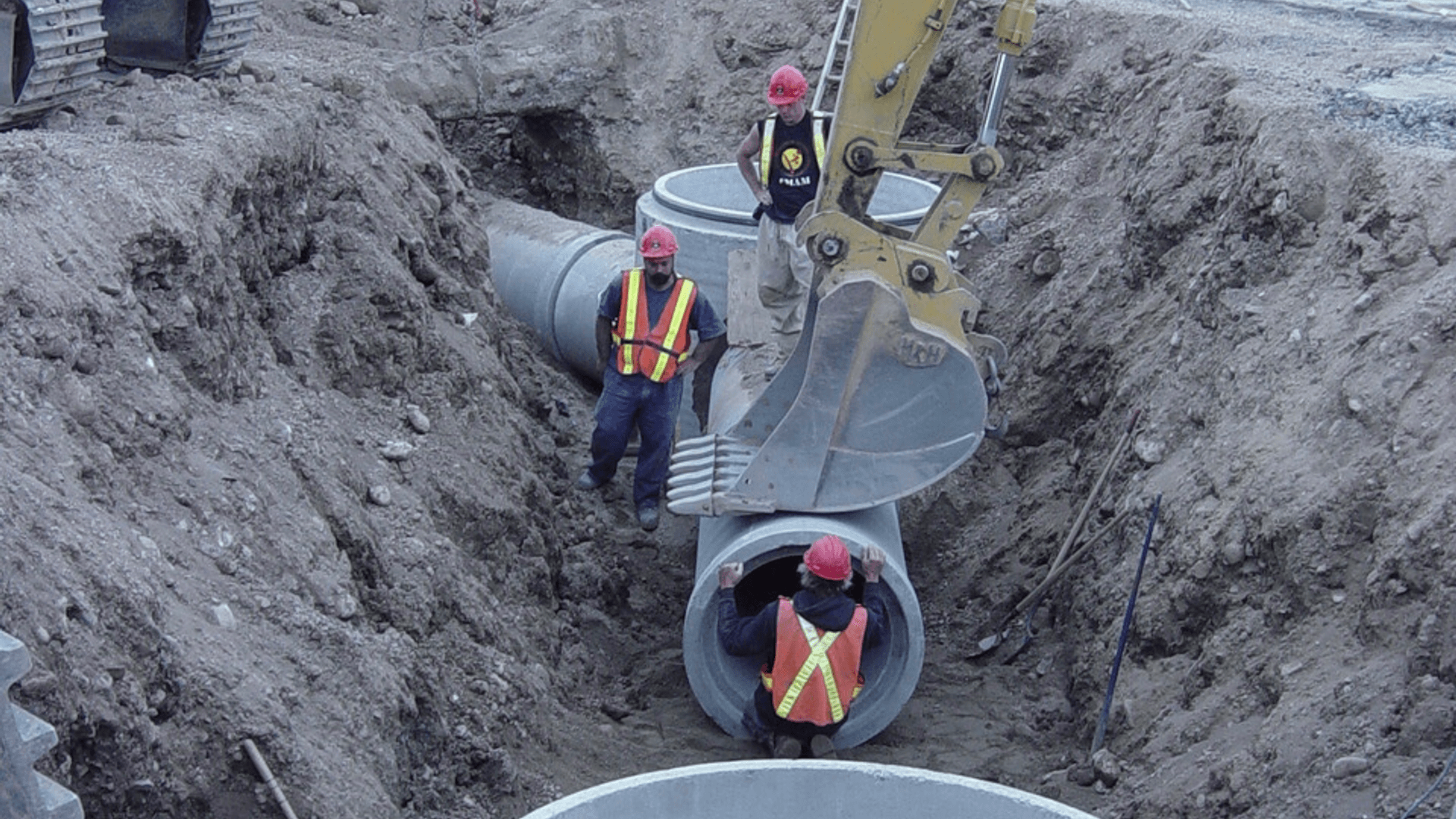 Underground sewer pipe trench construction — dual occupancy site services