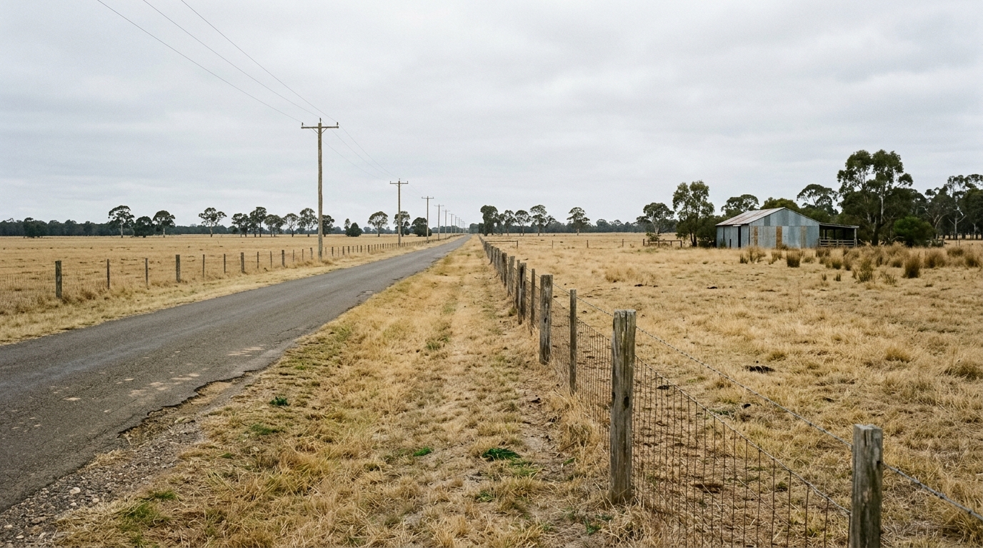 Cleared rural paddocks at Kemps Creek in the Mamre Road Precinct before industrial development