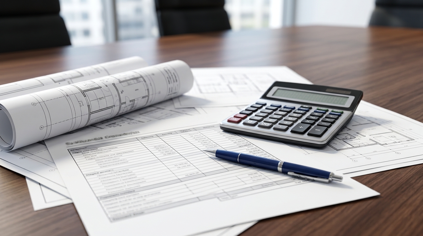Construction finance documents and staged payment schedule for a prefab home contract review.