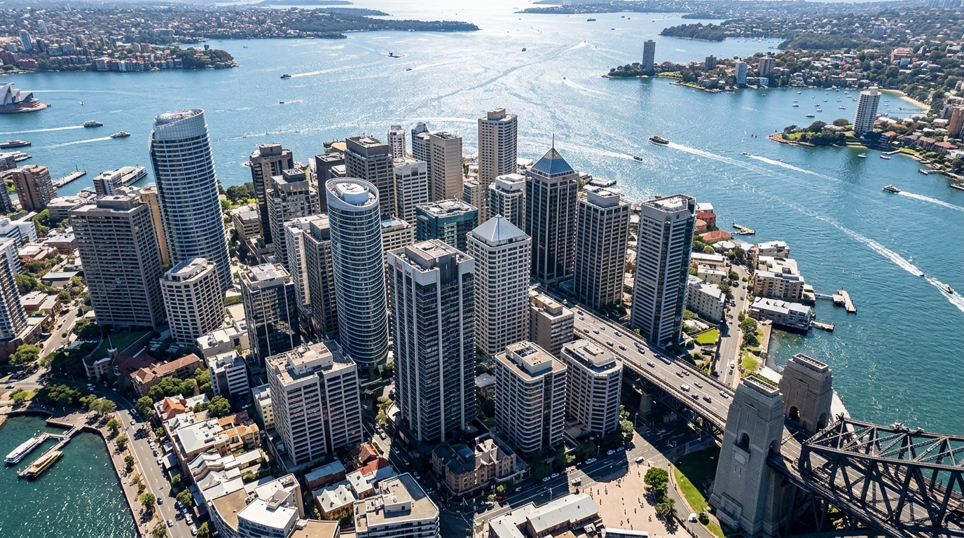 North Sydney CBD office towers skyline reflecting the flight-to-quality trend in NSW commercial real estate 2026