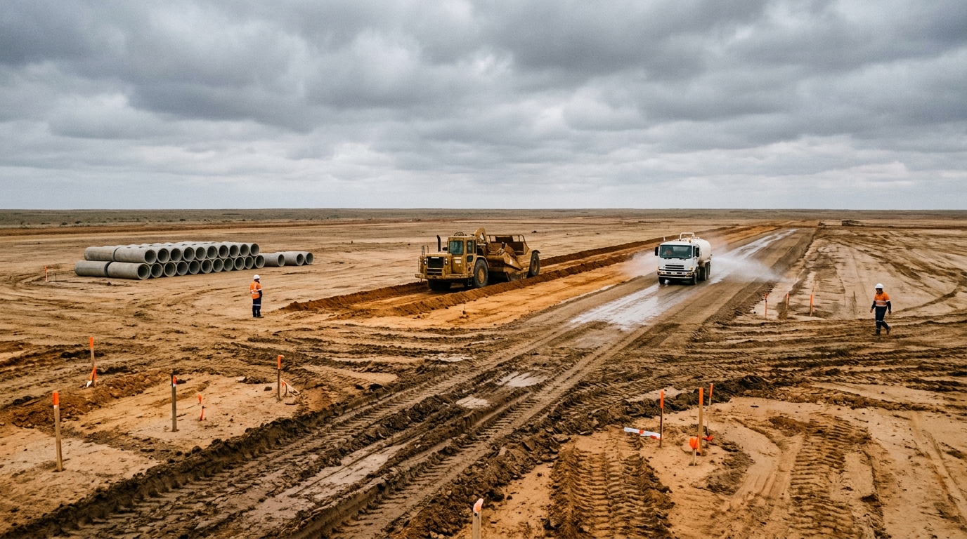 Bulk earthworks under way on the 242-hectare Pondicherry site
