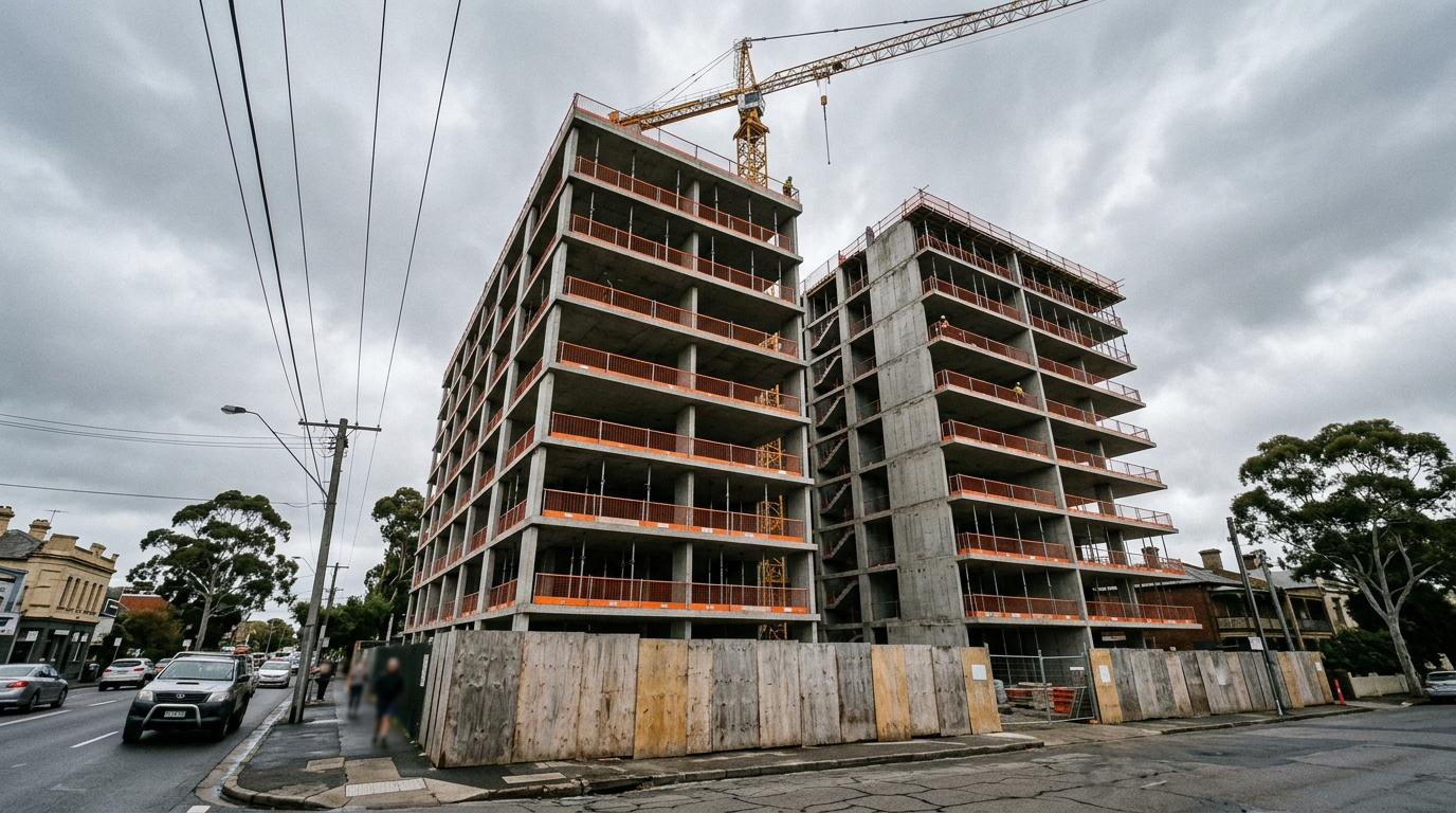 Two residential buildings under construction at 88 Podium Way