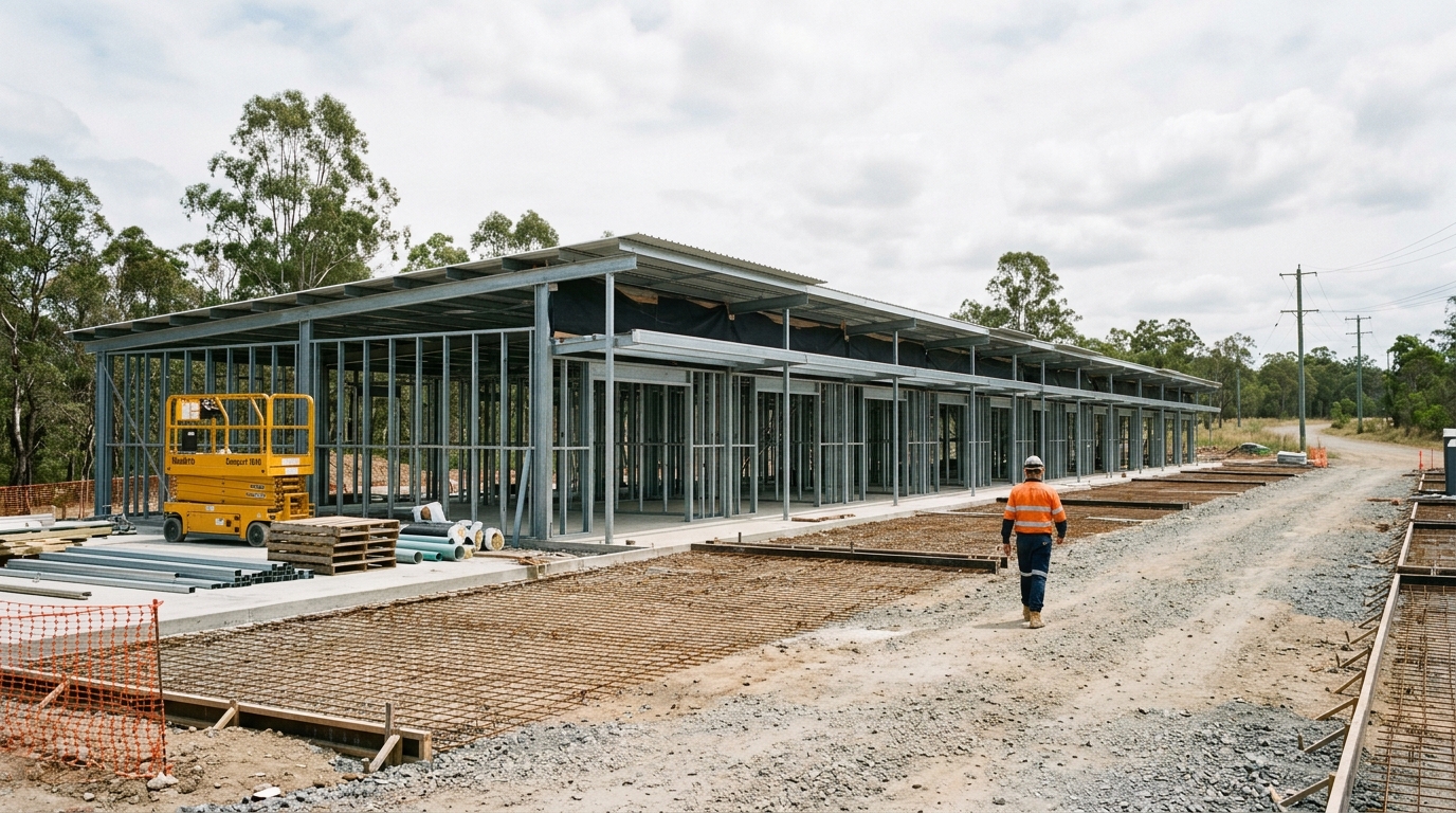 Dixon Circuit retail precinct under construction, part of the Yarrabilba development