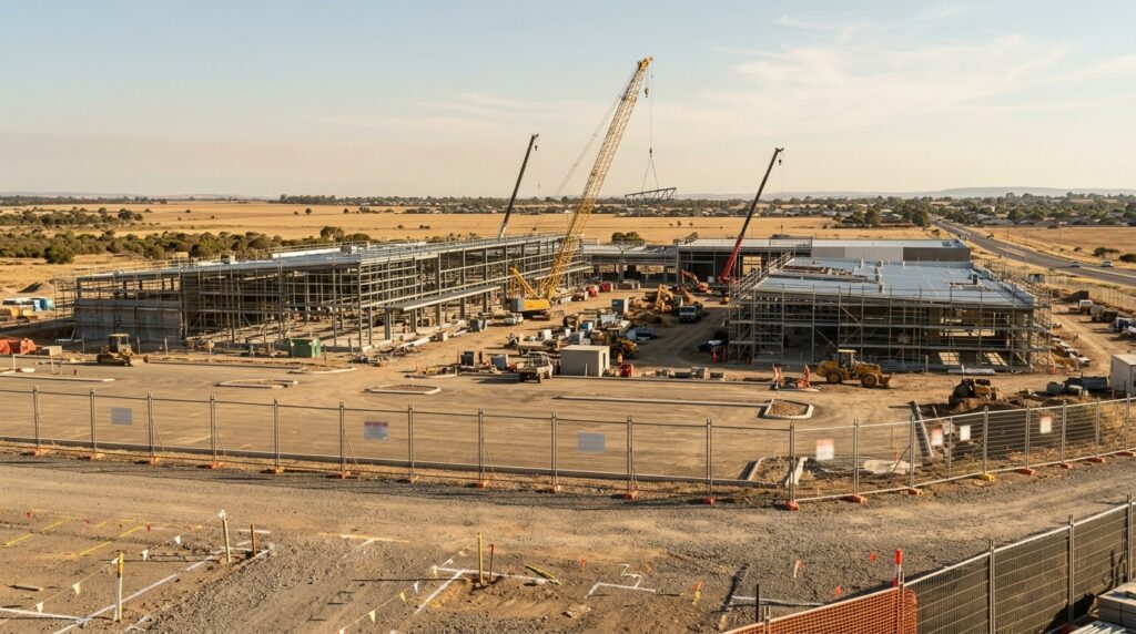 Retail shopping precinct under construction at Angle Vale Marketplace