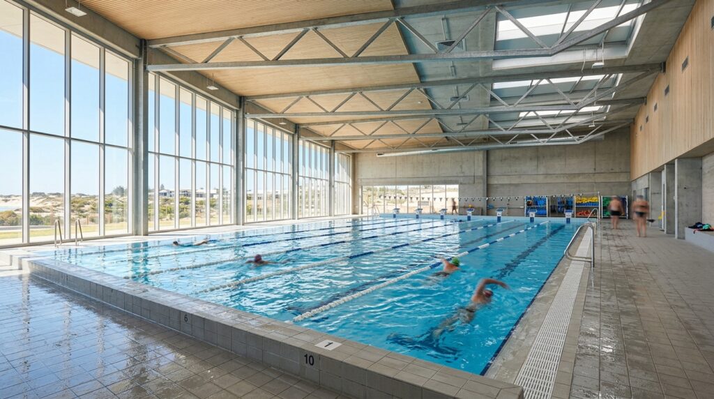 Bright indoor swimming pool hall planned for the Alkimos Aquatic Centre