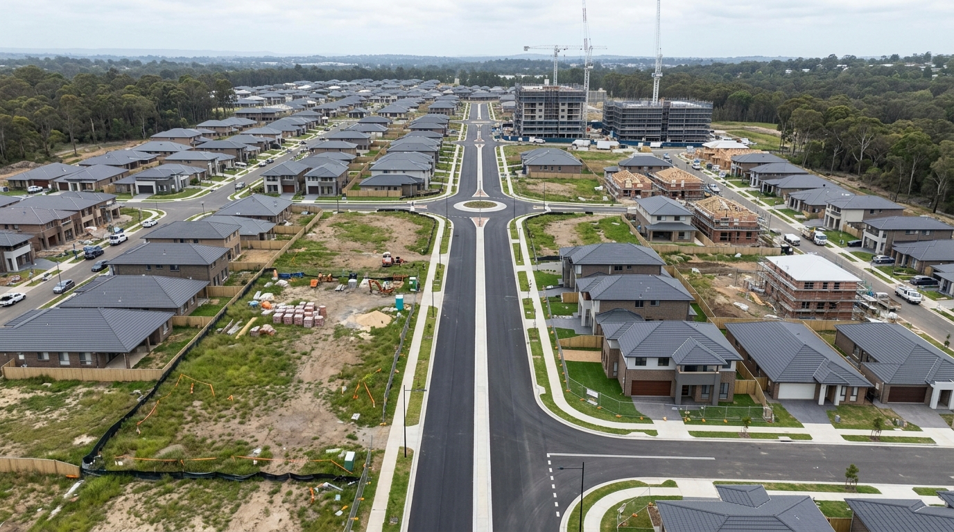 Aerial view of the Box Hill development corridor
