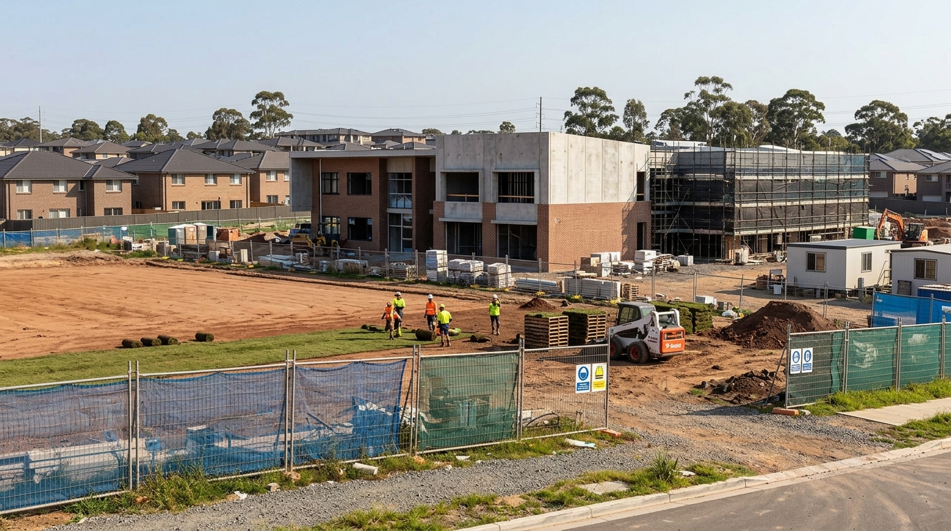 New public school under construction in a growth-area suburb