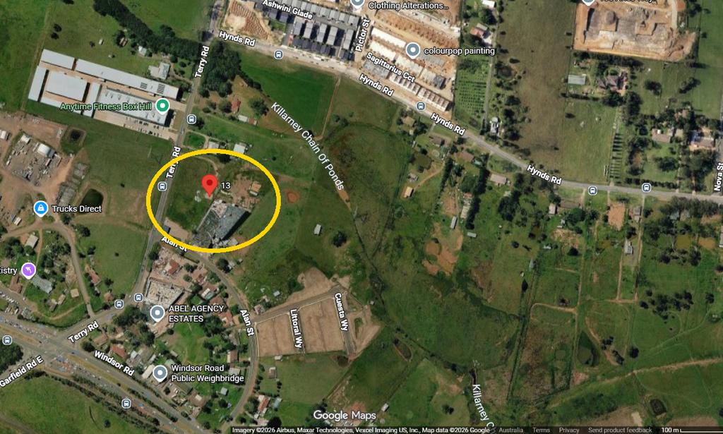 Satellite view of 13 Terry Road Box Hill, approved for 148 units
