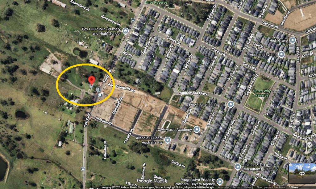 Satellite view of 48 Terry Road Box Hill, the former school-zoned land proposed for medium density housing