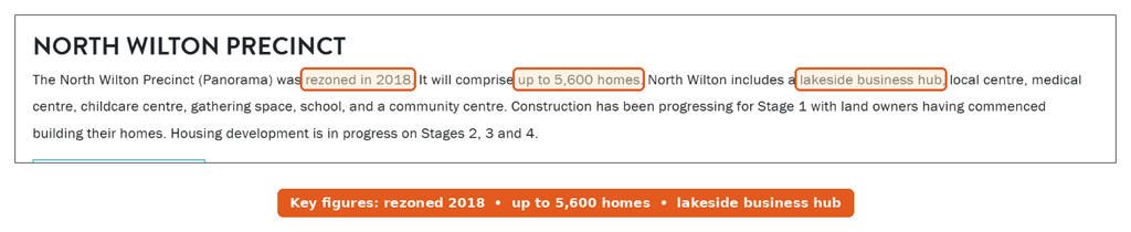 Wollondilly Shire Council precinct page for North Wilton in Wilton new town, with the 2018 rezoning and up to 5,600 homes highlighted